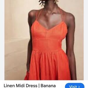 chinese dress ladies Banana Republic Women's Linen Maxi Dress Red/Orange